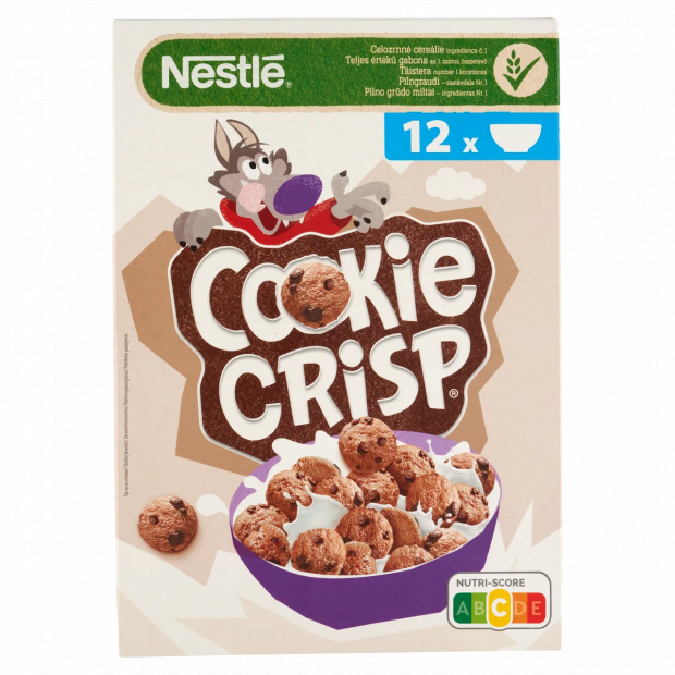 Nestlé Cookie Crisp süti formájú, csokiízű, ropogós gabonapehely 375 g