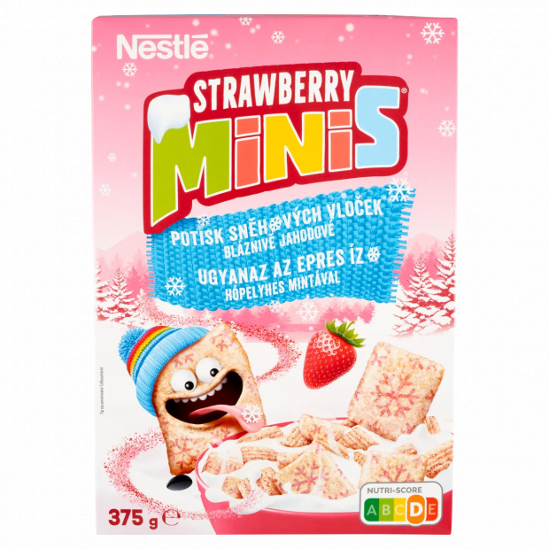 Strawberry Minis ropogós, epres ízű gabonapehely teljes kiőrlésű búzával 375 g