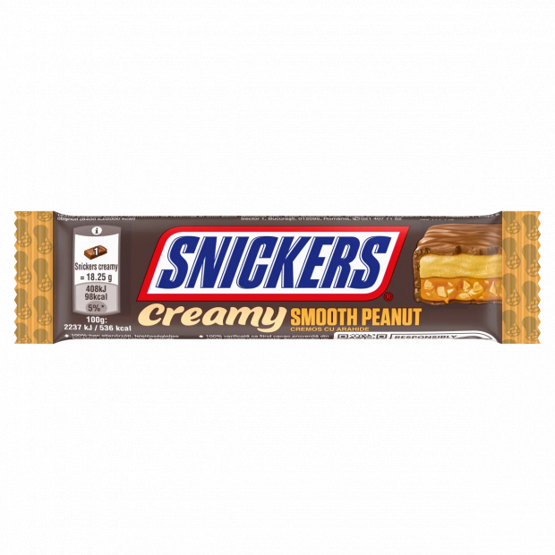 Snickers Creamy tejcsokoládé földimogyorókrémmel karamellával 2 x 18,25 g (36,5 g)