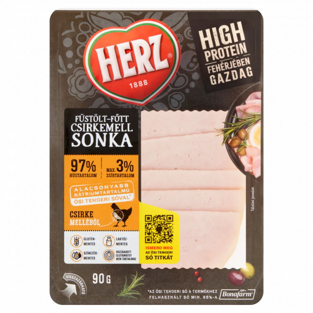 HERZ füstölt-főtt szeletelt csirkemell sonka 90 g