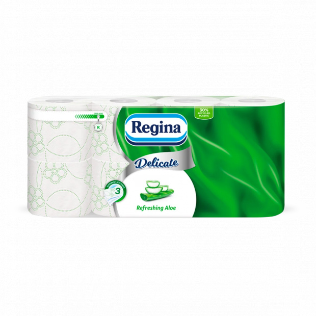 Regina Delicate Refreshing Aloe toalettpapír 3 rétegű 8 tekercs