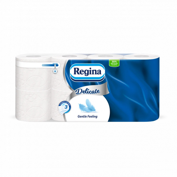 Regina Delicate Gentle Feeling toalettpapír 3 rétegű 8 tekercs Regina Delicate Gentle Feeling toalettpapír 3 rétegű 8 tekercs