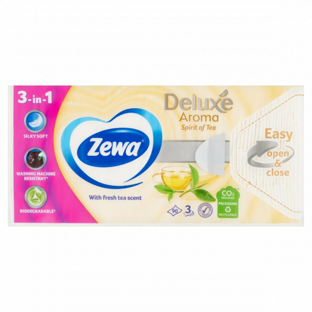 Zewa Deluxe Spirit of Tea illatosított papír zsebkendő 3 rétegű 90 db