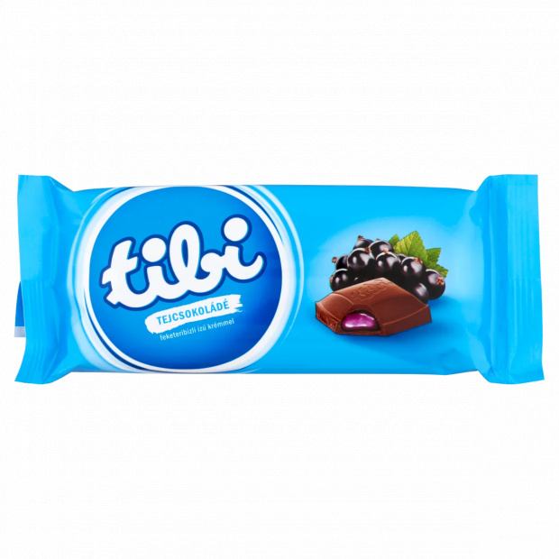Tibi feketeribizli ízű krémmel töltött tejcsokoládé 90 g Tibi feketeribizli ízű krémmel töltött tejcsokoládé 90 g