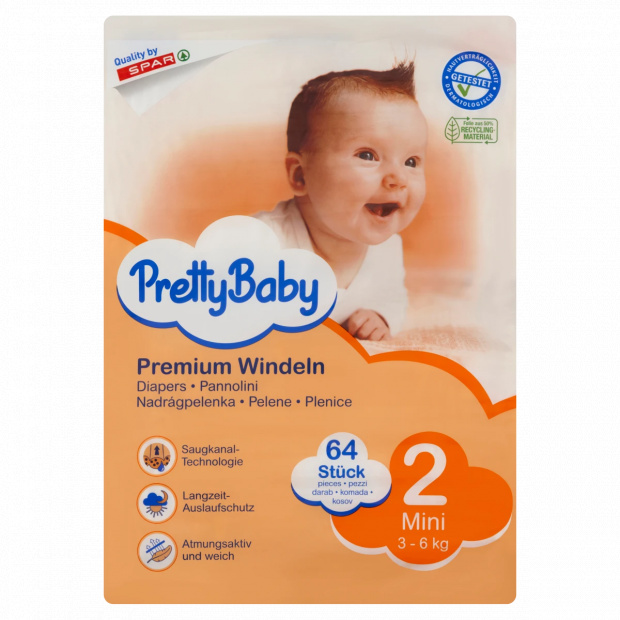 Pretty Baby 2 Mini 3-6 kg prémium nadrágpelenka 64 db