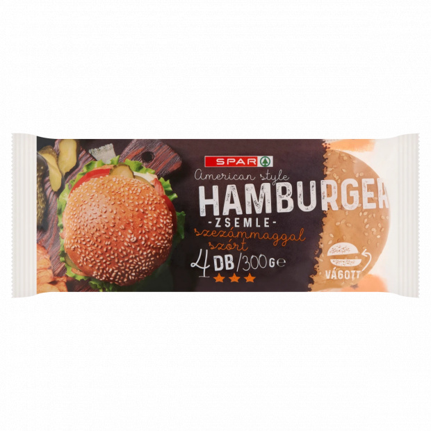 SPAR American Style szezámmaggal szórt hamburger zsemle 4 db 300 g 