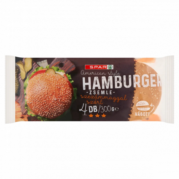 SPAR American Style szezámmaggal szórt hamburger zsemle 4 db 300 g 