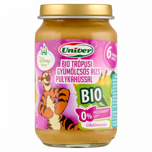 Univer Disney Baby bio trópusi gyümölcsös rizs pulykahússal bébiétel, 6 hónapos kortól 163 g