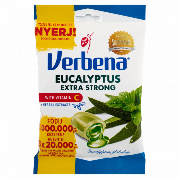 Verbena töltött keménycukorka eukaliptusz-mentol kivonattal és C-vitaminnal 60 g