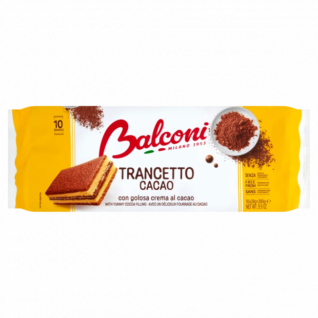 Balconi Trancetto Al Cacao Magro édes sütőipari termék zsírszegény kakaós töltelékkel 10 x 28 g 