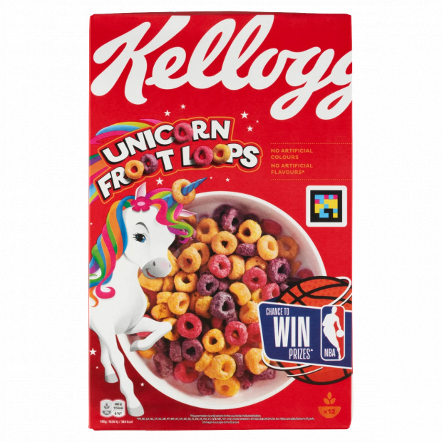 Kellogg\'s Unicorn Froot Loops gyümölcs ízesítésű gabonakarikák 375 g