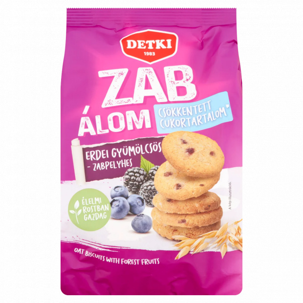 Detki Zab Álom csökkentett cukortartalmú erdei gyümölcsös-zabpelyhes omlós keksz 150 g
