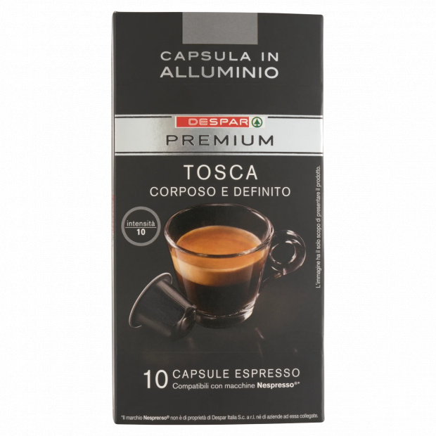 DESPAR PREMIUM Espresso Tosca őrölt, pörkölt kávé kapszulában 10 db 52 g 