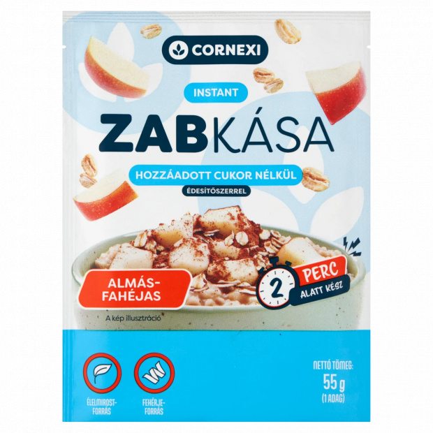 Cornexi almás-fahéjas instant zabkása hozzáadott cukor nélkül édesítőszerrel 55 g