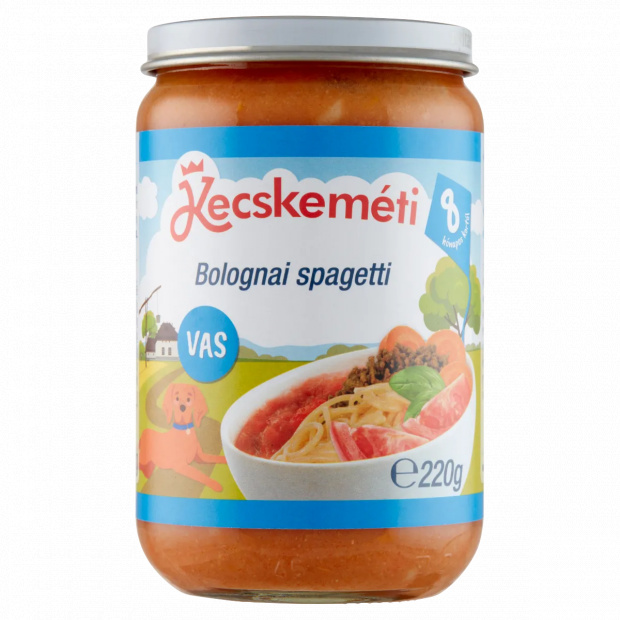 Kecskeméti bolognai spagetti bébiétel 8 hónapos kortól 220 g Kecskeméti bolognai spagetti bébiétel 8 hónapos kortól 220 g