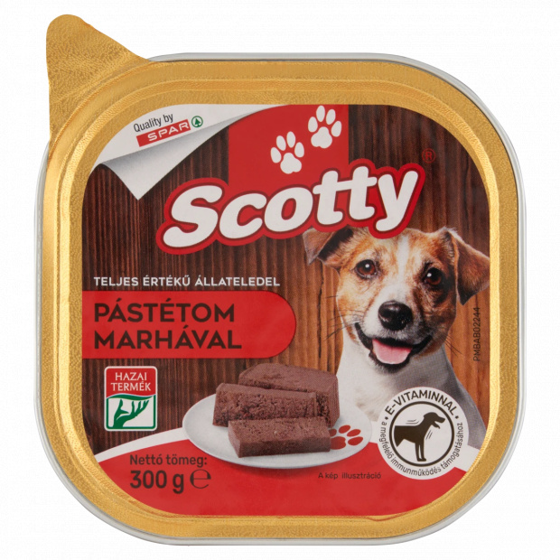 Scotty pástétom teljes értékű állateledel felnőtt kutyák számára marhával 300 g 