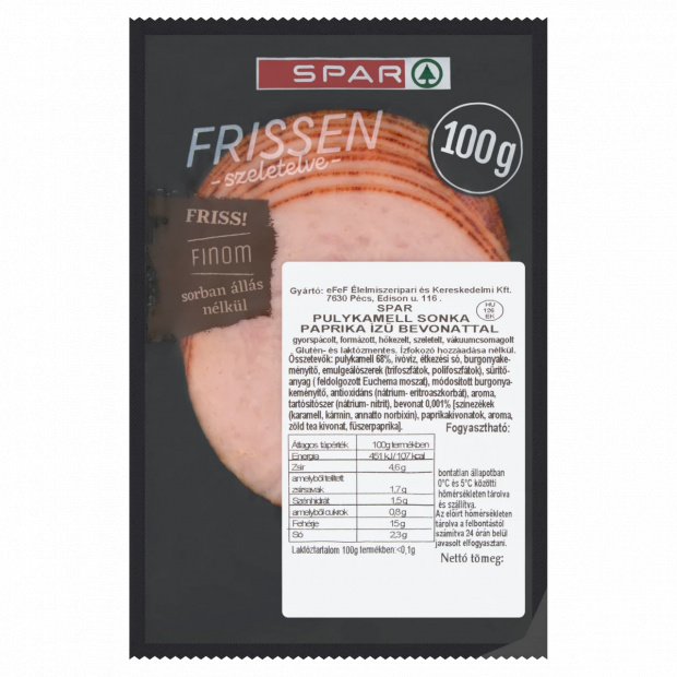 SPAR szeletelt pulykamell sonka paprika ízű bevonattal 100 g