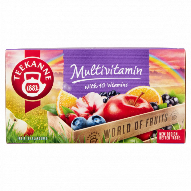 Teekanne World of Fruits Multivitamin gyümölcstea keverék bogyósgyümölcs ízzel 20 filter 50 g Teekanne World of Fruits Multivitamin gyümölcstea keverék bogyósgyümölcs ízzel 20 filter 50 g