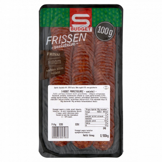 S-Budget Frissen Szeletelve parasztkolbász 100 g