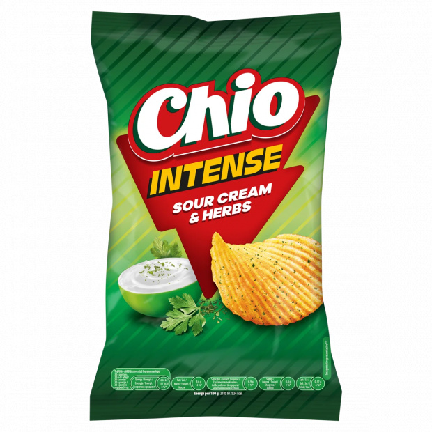Chio Intense tejfölös-zöldfűszeres ízű burgonyachips 120 g