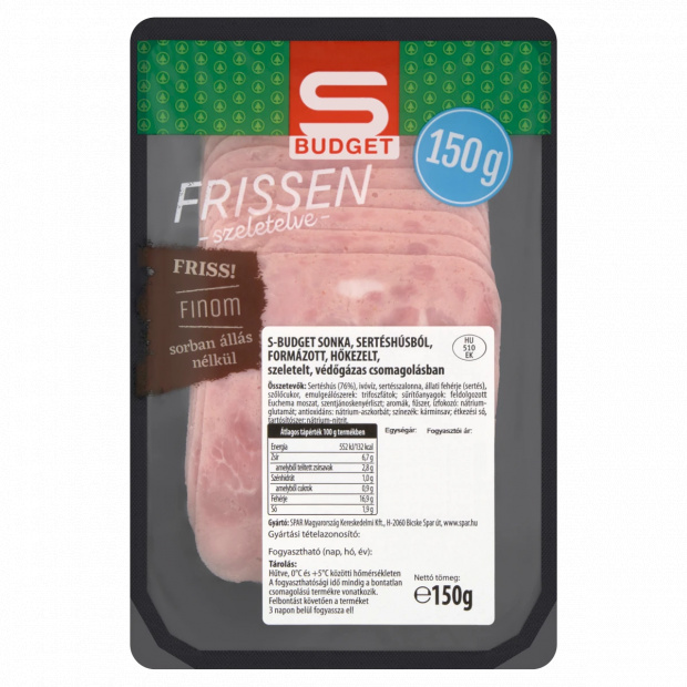 S-Budget szeletelt sonka sertéshúsból 150 g S-Budget szeletelt sonka sertéshúsból 150 g