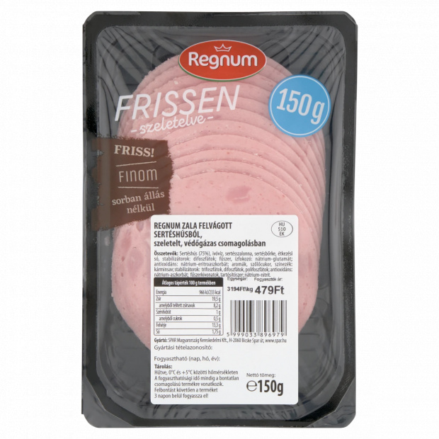 REGNUM Frissen Szeletelve zala felvágott sertéshúsból 150 g 