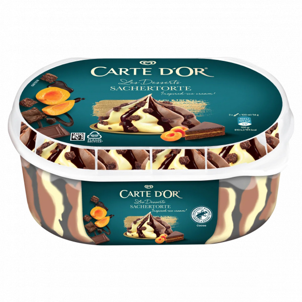 Carte D\'Or tejcsokoládés jégkrém és sárgabarackos jégkrém csokoládés szósszal 825 ml