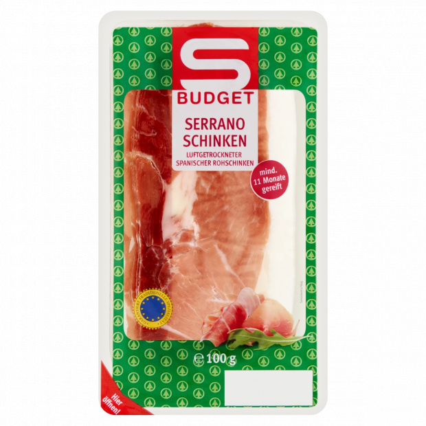 S-Budget Jamón Serrano nyers sonka sertéscomból 100 g S-Budget Jamón Serrano nyers sonka sertéscomból 100 g
