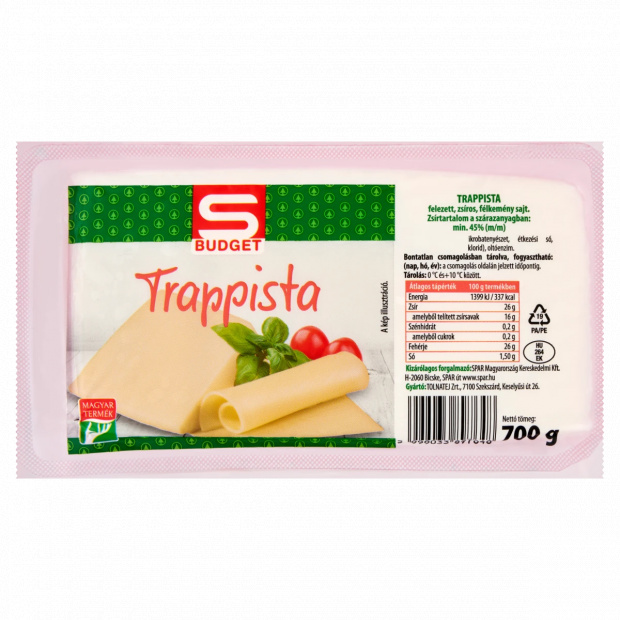 S-Budget Trappista felezett, zsíros, félkemény sajt 700 g