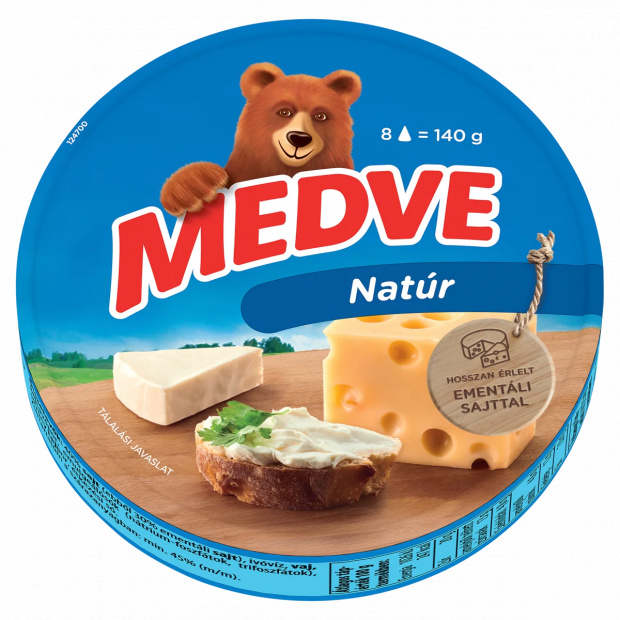 Medve natúr kenhető, zsíros ömlesztett sajt 8 x 17,5 g (140 g)