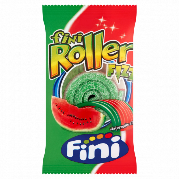 Fini Roller Fizz görögdinnye ízű gumicukorszalag, savanyú cukorporral panírozva 20 g