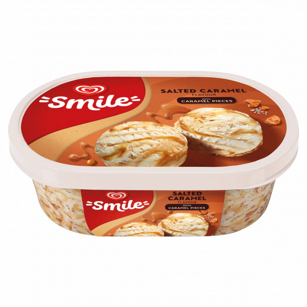 Algida Smile tejszín ízű jégkrém sós karamell ízű szósszal és vajkaramella darabkákkal 900 ml