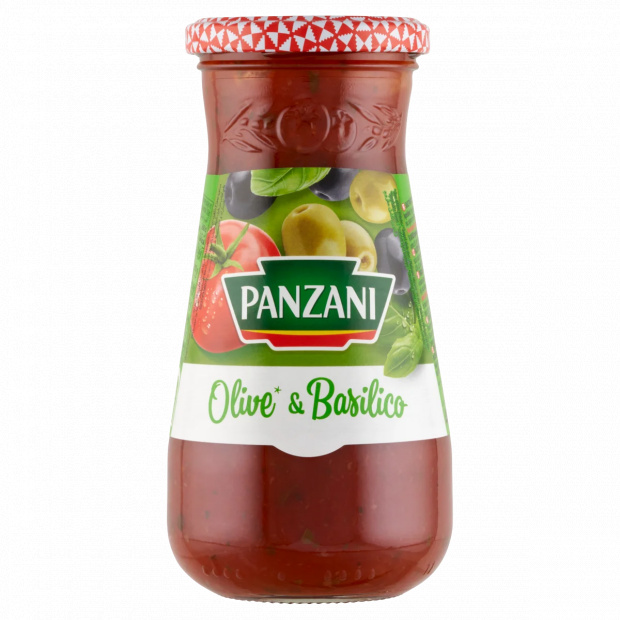 Panzani Olive & Basilico paradicsomszósz olajbogyóval és bazsalikommal, ízesítve 400 g