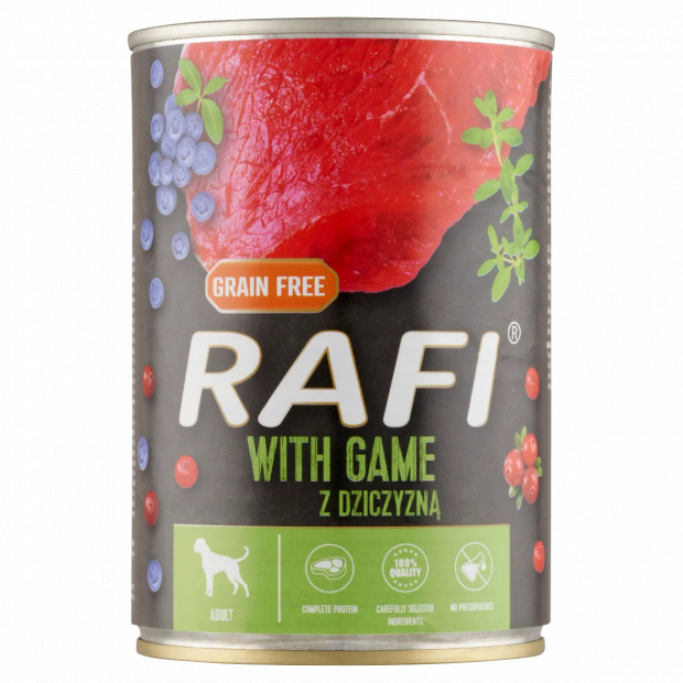 Rafi teljes értékű eledel felnőtt kutyák minden fajtája számára vadhússal 400 g