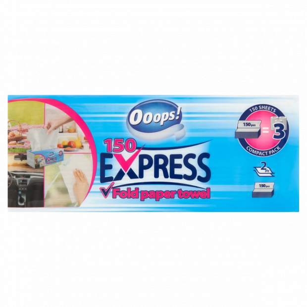Ooops! Express 150 háztartási papírtörlő 2 rétegű 1 tekercs 150 db