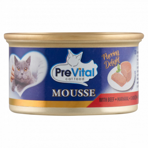 PreVital Mousse teljes értékű állateledel felnőtt macskák számára marhával 85 g PreVital Mousse teljes értékű állateledel felnőtt macskák számára marhával 85 g
