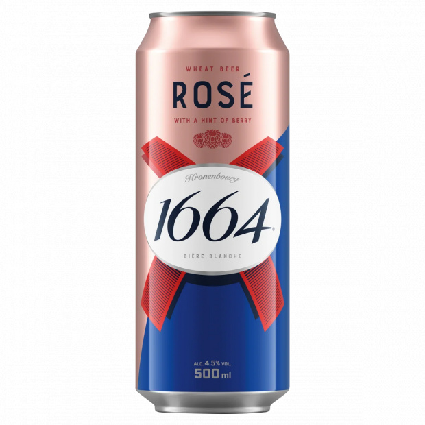 1664 Rosé málna ízű ízesített búzasör, bodza és málna gyümölcslével 4,5% 500 ml