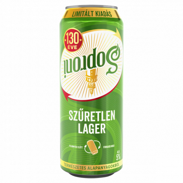 Soproni szűretlen lager világos sör 5% 500 ml