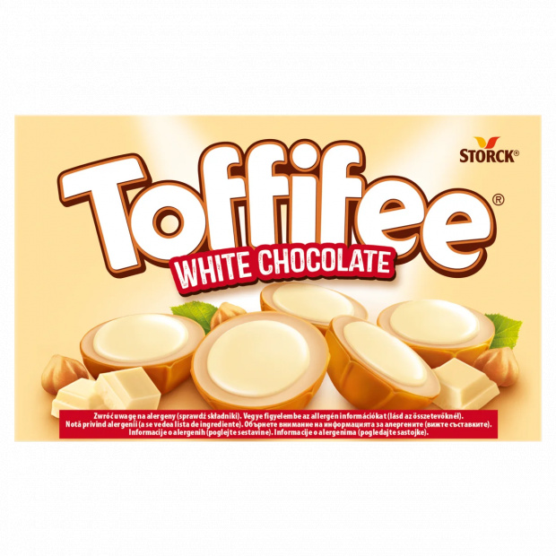 Toffifee White Chocolate mogyoró karamellben tejes töltelékkel és fehér csokoládéval 125 g