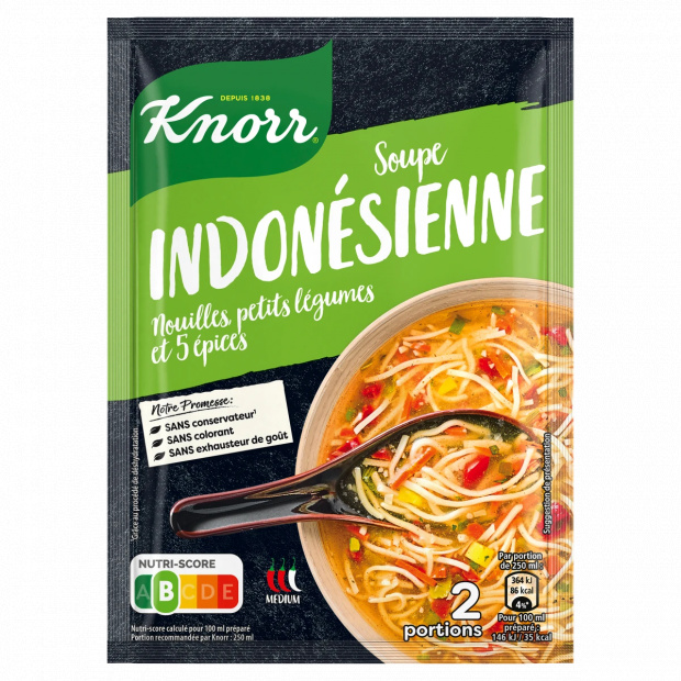 Knorr indonéz stílusú pikáns leves tésztával, zöldségdarabokkal és fűszerekkel 45 g Knorr indonéz stílusú pikáns leves tésztával, zöldségdarabokkal és fűszerekkel 45 g
