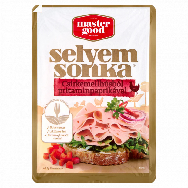 Master Good szeletelt selyemsonka csirkemellhúsból pritaminpaprikával 100 g Master Good szeletelt selyemsonka csirkemellhúsból pritaminpaprikával 100 g