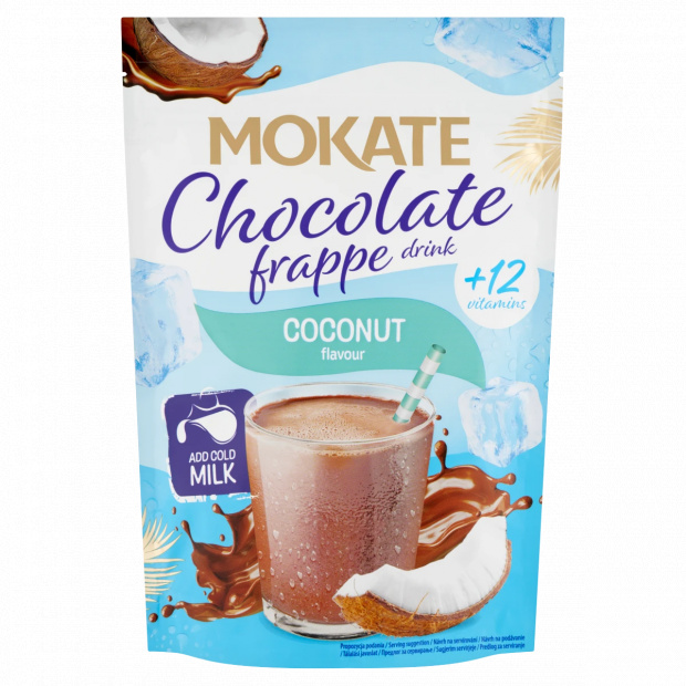 Mokate Chocolate Frappe kókusz ízesítésű, azonnal oldódó csokoládé italpor 104 g 
