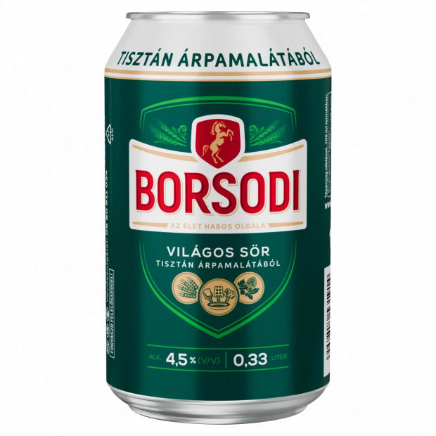 Borsodi világos sör 4,5% 0,33 l Borsodi világos sör 4,5% 0,33 l