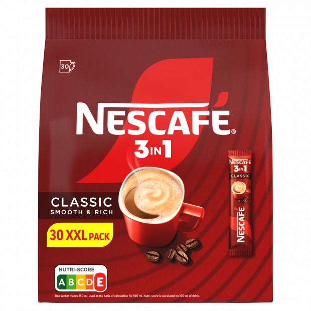 NESCAFÉ 3in1 Classic azonnal oldódó kávéspecialitás 30 x 16,5 g (495 g)