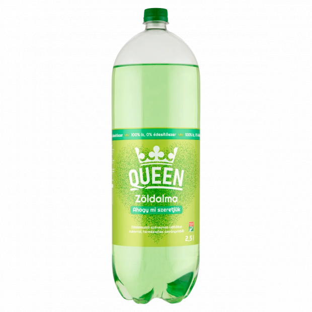 Queen zöldalma szénsavas üdítőital cukorral, természetes ásványvízből 2,5 l