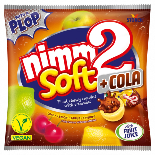 nimm2 Soft gyümölcsös töltött olvadó cukorka gyümölcslével, vitaminokkal és kóla ízesítéssel 90 g