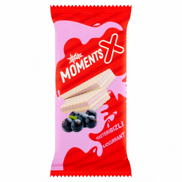 Moments X feketeribizlis és tejes krémmel töltött ostyaszelet 42 g 