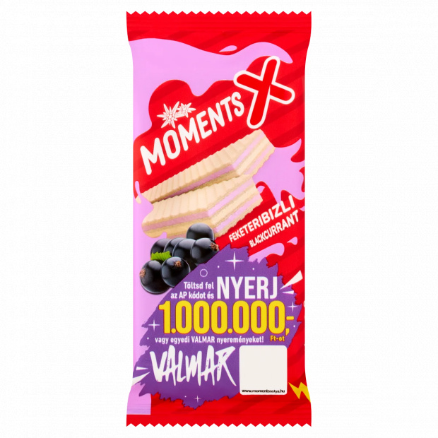 Moments X feketeribizlis és tejes krémmel töltött ostyaszelet 42 g 