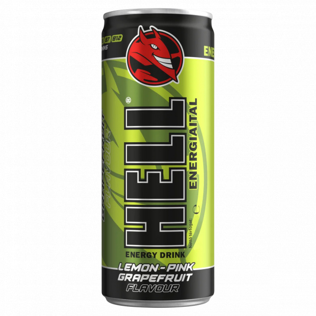 HELL citrom- és rózsaszín grapefruitízű, koffeintartalmú, szénsavas, alkoholmentes ital 250 ml HELL citrom- és rózsaszín grapefruitízű, koffeintartalmú, szénsavas, alkoholmentes ital 250 ml