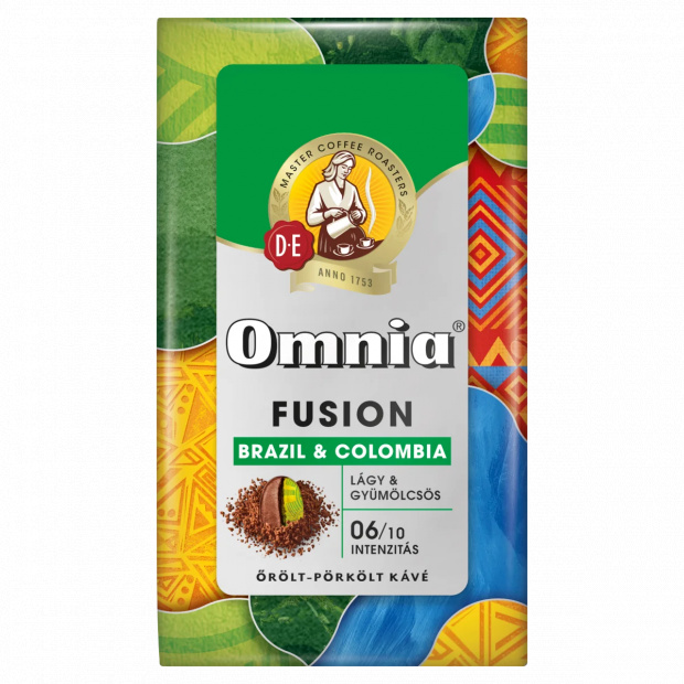 Omnia Fusion Brazil & Colombia lágy & gyümölcsös őrölt-pörkölt kávé 225 g Omnia Fusion Brazil & Colombia lágy & gyümölcsös őrölt-pörkölt kávé 225 g